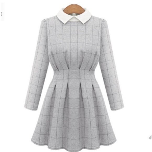 Goodnight Macaroon grey white plaid collared dress size XL - Picture 1 of 9